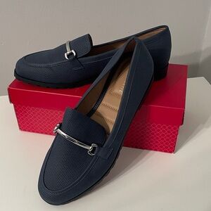 Kelly & Katie Dark Blue Loafers with Silver Accent